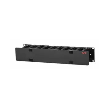 APC Horizontal Cable Manager, 2U x 4" (100mm) Deep, Single-Sided with Cover