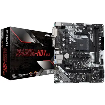 ASROCK MB B450 AM4 2 x DDR4 DIMM 4 x SATA3 1 x Ultra M.2 1 x D-Sub  1 x DVI-D 1 x HDMI Micro ATX