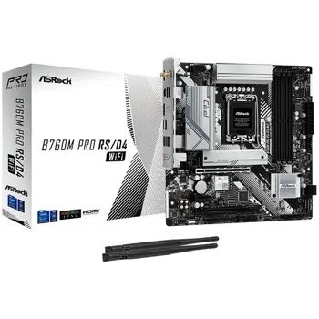 ASROCK MB Desktop B760M Pro RS Wi-Fi (S1700, 4x DDR4, 2x PCIe 4.0 x16, 1x PCIe 4.0 x1, 1x Hyper M.2 PCIe Gen4x4, 4x SATA3, 2x USB-C, 5x USB 3.2, 6x USB 2.0, 1xRJ-45 2.5GB, 2x 802.11ax Wi-Fi, 1x HDMI,