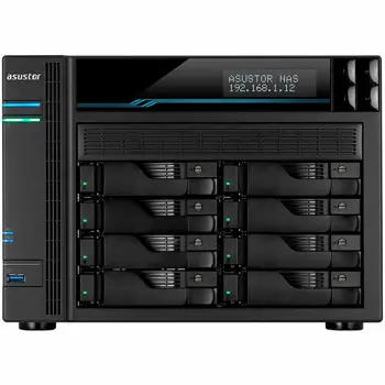 ASUSTOR Tower Lockerstor8 - 8 Bay NAS Intel ATOM C3538 Quad-Core, 8GB DDR4, 10GbE x 2, 2.5GbEx2, USB3.2Gen1x2, M.2 SSD (2280/2260/2242 SATA/PCIe SSD)x2, lockable tray, AES-NI HW encryption, MyArchive,