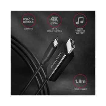 AXAGON USB-C -> HDMI 1.4 cable 1.8m 4K/30Hz