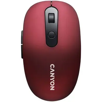 Canyon 2 in 1 Wireless optical mouse with 6 buttons, DPI 800/1000/1200/1500, 2 mode(BT/ 2.4GHz), Battery AA*1pcs, Red, silent switch for right/left keys, 65.4*112.25*32.3mm, 0.092kg