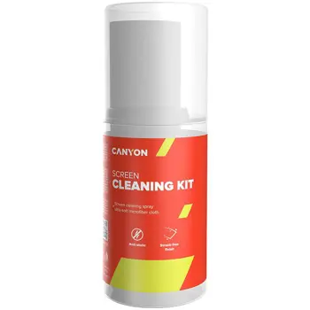 CANYON CCL31, Cleaning Kit, Screen Cleaning Spray + microfiberSpray for screens and monitors, complete with microfiber cloth. Shrink wrap, 200ml + 18x18 cm microfiber,  55x55x145mm 0.208kg