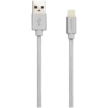 CANYON Charge & Sync MFI braided cable with metalic shell, USB to lightning, certified by Apple, cable length 1m, OD2.8mm, Pearl White