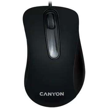 CANYON CM-2 Wired Optical Mouse with 3 buttons, 1200 DPI optical technology for precise tracking, black, cable length 1.5m, 108*65*38mm, 0.076kg