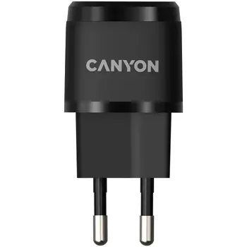 CANYON H-20-05, PD 20W Input: 100V-240V, Output: 1 port charge: USB-C:PD 20W (5V3A/9V2.22A/12V1.66A) , Eu plug, Over- Voltage ,  over-heated, over-current and short circuit protection Compliant with C