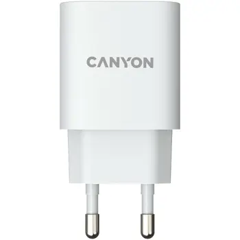 CANYON H-20, PD 20W Input: 100V-240V, Output: 1 port charge: USB-C:PD 20W (5V3A/9V2.22A/12V1.67A) , Eu plug, Over- Voltage ,  over-heated, over-current and short circuit protection Compliant with CE R