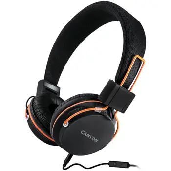 CANYON headphones, detachable cable with microphone, foldable, black