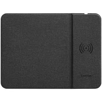 CANYON MP-W5, Mouse Mat with wireless charger, Input 5V/2A,9V2A Output 5W/7.5W/10W, 324*244*6mm, USB Type C cable length 1m, Black, 220g