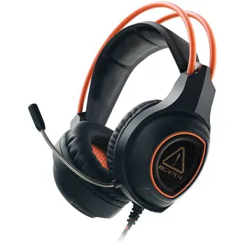 CANYON Nightfall GH-7, Gaming headset with 7.1 USB connector, adjustable volume control, orange LED backlight, cable length 2m, Black, 182*90*231mm, 0.336kg