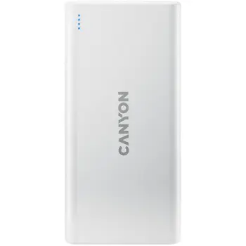 CANYON PB-106 Power bank 10000mAh Li-poly battery, Input 5V/2A, Output 5V/2.1A(Max), USB cable length 0.3m, 140*68*16mm, 0.24Kg, White