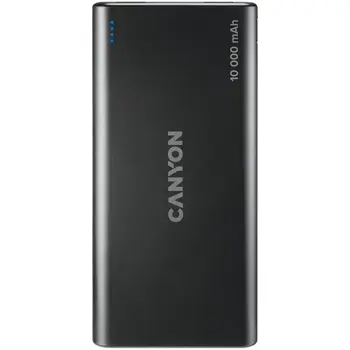 CANYON PB-108 Power bank 10000mAh Li-poly battery, Input 5V/2A, Output 5V/2.1A(Max), 140*68*16mm, 0.230Kg, Black