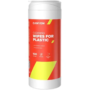 Canyon Plastic Cleaning Wipes, Non-woven wipes impregnated with a special cleaning composition, with antistatic and disinfectant effects, 100 wipes, 80x80x186mm, 0.258kg