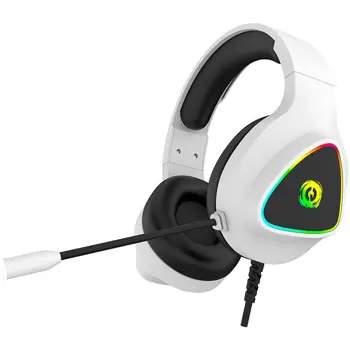 CANYON Shadder GH-6, RGB gaming headset with Microphone, Microphone frequency response: 20HZ~20KHZ,  ABS+ PU leather, USB*1*3.5MM jack plug, 2.0M PVC cable, weight: 300g, White