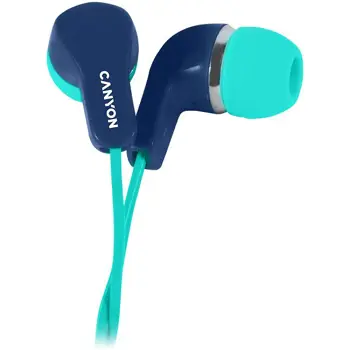 CANYON Stereo Earphones with inline microphone, Green+Blue