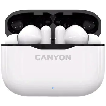 Canyon TWS-3 Bluetooth headset, with microphone, BT V5.0, Bluetrum5736A, battery EarBud 40mAh*2+Charging Case 300mAh, cable length 0.3m, 62*22*46mm, 0.046kg, White