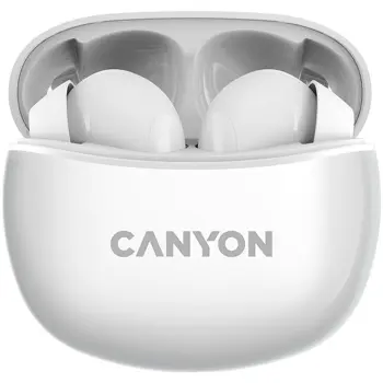 Canyon TWS-5 Bluetooth headset, with microphone, BT V5.3 JL 6983D4, Frequence Response:20Hz-20kHz, battery EarBud 40mAh*2+Charging Case 500mAh, type-C cable length 0.24m, size: 58.5*52.91*25.5mm, 0.03