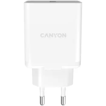 Canyon, Wall charger with 1*USB, QC3.0 24W, Input: 100V-240V, Output: DC 5V/3A,9V/2.67A,12V/2A, Eu plug, Over-load,  over-heated, over-current and short circuit protection, CE, RoHS ,ERP. Size:89*46*2