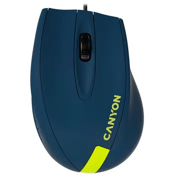 CANYON Wired Optical Mouse with 3 keys, DPI 1000 With 1.5M USB cable,Blue-Yellow,size 68*110*38mm,weight:0.072kg