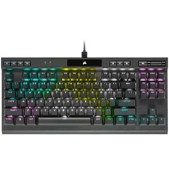 Corsair K70 RGB TKL CHAMPION SERIES Optical-Mechanical Gaming Keyboard, Backlit RGB LED, CORSAIR OPX RAPIDFIRE, Black, Black PBT Keycaps, EAN:0840006648253