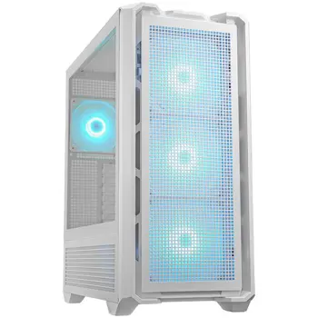 COUGAR | MX600 White | PC Case | Mid Tower / Mesh Front Panel / 3 x 140mm + 1 x 120mm Fans / Transparent Left Panel