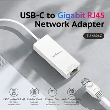 Edimax USB Type-C to Gigabit Ethernet Adapter, EU-4306C