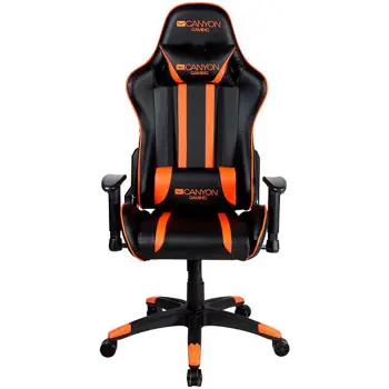 Gaming chair, PU leather, Cold molded foam, Metal Frame,  Butterfly mechanism, 90-150 dgree, 2D armrest, Class 4 gas lift, Nylon 5 Stars Base, 60mm PU caster, black+Orange.