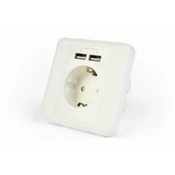 Gembird AC wall socket with 2 port USB charger, 2.4A