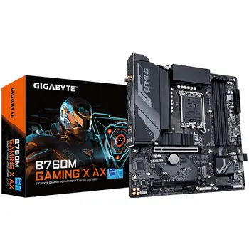 GIGABYTE Mainboard Desktop B760M GAMING X AX (S1700, 4xDDR5, 1xHDMI, 1xDP, 2.5GbE LAN, Wi-Fi 6E 802.11ax, mATX, Retail)