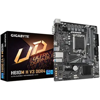 GIGABYTE MB LGA1700 H610 2 x DDR4 1 x M.2 4 x SATA 1 x D-Sub port 1 x HDMI port Micro ATX