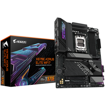 GIGABYTE MB X870E AORUS ELITE WIFI7 (AM5, 4x DDR5 256GB, 1x PCI-E 5.0 x16x16, 1x PCI-E 4.0 x16x4, 1x PCI-E 3.0 x16x2, 3x M.2 PCIe 5.0 & 1x M.2 PCIe 4, 4x SATA, 2x USB4 Type-C, 6x USB 3.2, 3x USB 2.0,