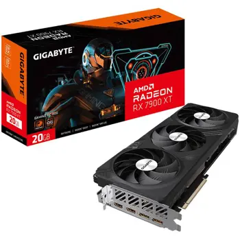 GIGABYTE Video Card AMD Radeon™ RX 7900 XT Boost Clock* : up to 2395 MHz Game Clock* : up to 2025 MHz 5376 20 Gbps 20 GB GDDR6 320 bit PCI-E 4.0 7680x4320 ATX 800W DisplayPort 2.1 *2 HDMI 2.1 *2