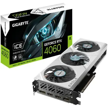 GIGABYTE Video Card NVIDIA GeForce RTX 4060 EAGLE OC ICE 8G, GDDR6 8GB/128bit, PCI-E 4.0 x8, 1x8-pin, Retail