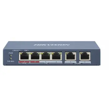 HikVision 4-Port 100Mbps RJ45 PoE (60W) 2x 100Mbps RJ45 Unmanaged Switch