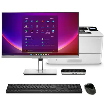 HP ProDesk 600 G4 DM i5-8500, 16GB DDR4, 240GB SSD + HP EliteDisplay E243i + HP LaserJet 404dn + HP wireless set