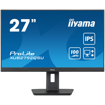 IIYAMA Monitor LED XUB2792QSU-B6 27” WQHD IPS 2560 x 1440 @100Hz 250 cd/m2 1300:1 0.4ms MPRT HDMI DP 4xUSB 3.2 Full Ergonomic