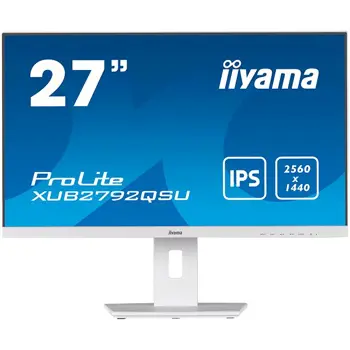 IIYAMA Monitor LED XUB2792QSU-W5 27" IPS 2560 x 1440 @75Hz 350 cd/m2 1000:1 5ms DVI HDMI DP USB 3.0 x 2 HDCP height, pivot (rotation), swivel, tilt 3y white