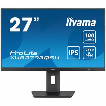 IIYAMA Monitor LED XUB2793QSU-B6 27” WQHD IPS 2560 x 1440 @100Hz 16:9 250 cd/m2 1300:1 1ms HDMI DP USB Hub 3.2, height, swivel, tilt, pivot (rotation both sides)