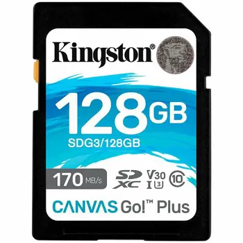 Kingston 128GB SDXC Canvas Go Plus 170R C10 UHS-I U3 V30 EAN: 740617301458