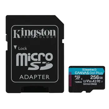 Kingston 256GB micSDHC Canvas Go Plus 170R/90W+AD256GB microSD Go Plus 170R/90MB/s read/write