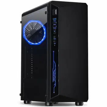 Kućište INTER-TECH C-3 SAPHIR Gaming Midi Tower, ATX, 1xUSB3.0, 2xUSB2.0, audio, PSU optional, Tempered glass side panel, Illuminated connections in the front, RGB control board, 120mm RGB fan, Dust f