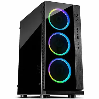 Kućište INTER-TECH W-III RGB Midi Tower, eATX, 1xUSB3.0, 2xUSB2.0, audio, PSU optional, Acrylic side, Tempered glass front(3x 120mm RGB fans), Black