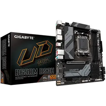 Matična ploča GIGABYTE B650M DS3H (AM5, 4DDR5 128GB, 1x PCI-E 4.0 x16x16, 1x PCI-E 3.0 x16x1, 4x SATA, 2x M.2 PCIe 4.0, 1xUSB 3.2 Gen2, 4x USB 2.0, 1xUSB 3.2 Gen2 Type-C, 1xHDMI, 1xDP, 2.5GbE LAN,