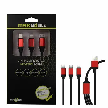 MAXMOBILE ADAPTER 3U1 KABEL Micro USB/Type C/Lightning 1,2m (za punjenje)