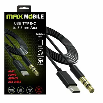 MAXMOBILE ADAPTER TYPE C - AUX -3.5mm, crni 1m