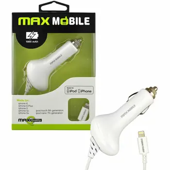 MAXMOBILE AUTO PUNJAČ ZA APPLE iPhone 5/6/7/8/X/11/12 white 1000mah MFI Apple