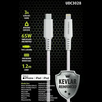 MAXMOBILE DATA KABEL I-PHONE LIGHTNING-TYPE C MFI Apple KEVLAR QC 3A 1,2m white