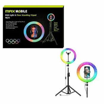 MAXMOBILE DRŽAČ SELFIE RGB LED RING TRIPOD MJ26 10"