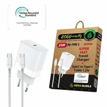 MAXMOBILE KUĆNI PUNJAČ PD SUPER FAST CHARGE 2U1 TYPEC+KABEL TR349006,GRS,35W ECO