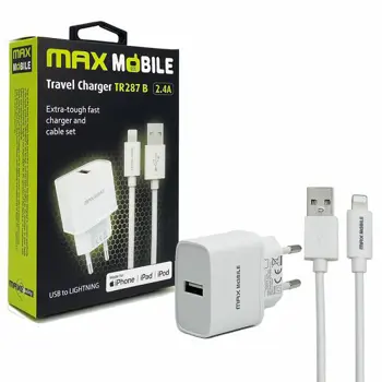 MAXMOBILE KUĆNI PUNJAČ SET 2U1 IPHONE LIGHTNING-USB 2.4A MFI Apple TR287B